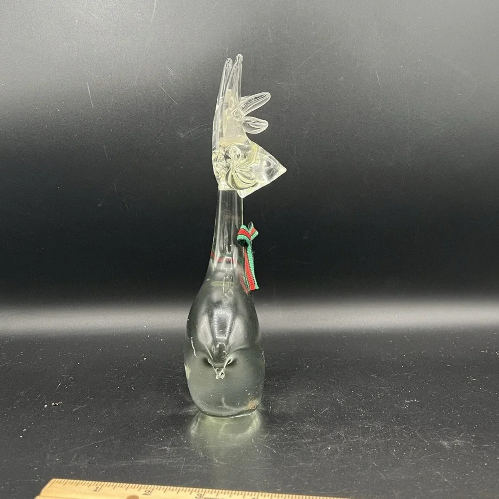 Vintage Enesco Clear‎ Glass Christmas Reindeer Figurine 8